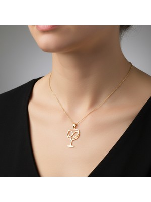 TabiTela 8 ayar altın kolye ucu şarap kadehi GM8927 1 gr