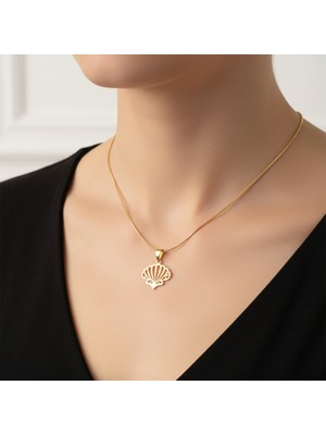 TabiTela 8 ayar altın kolye ucu deniz kabuğu   GM8022 1 gr