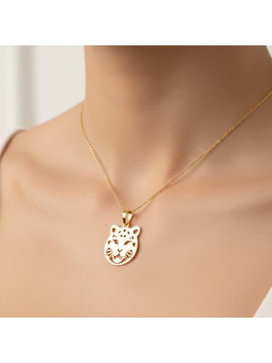 TabiTela 14 ayar altın kolye ucu leopar   GM7347 1 gr