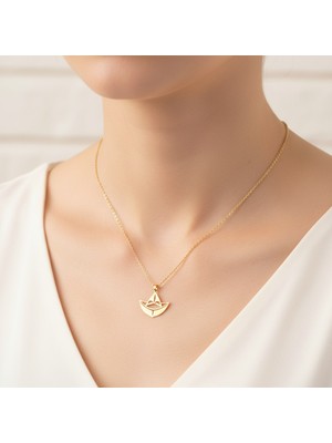 TabiTela 8 ayar altın kolye ucu kağıttan tekne   GM7267 1 gr