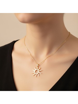 TabiTela 8 ayar altın kolye ucu güneş GM8156 1 gr