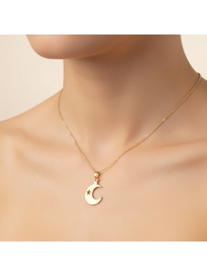 TabiTela 14 ayar altın kolye ucu ay ve yıldız   GM7550 1 gr