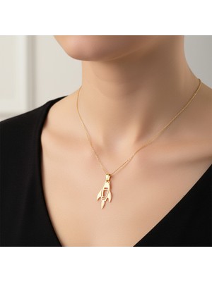 TabiTela 8 ayar altın kolye ucu roket gemisi   GM7934 0.5 gr