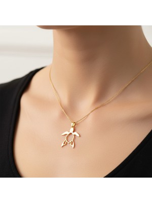 TabiTela 8 ayar altın kolye ucu kaplumbağa   GM8378 1 gr