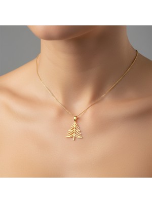 TabiTela 14 ayar altın kolye ucu noel ağacı   GM7799 1 gr