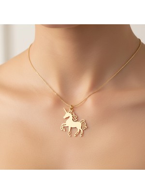 TabiTela 8 ayar altın kolye ucu tek boynuzlu at   GM8408 0.5 gr