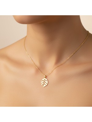 TabiTela 8 ayar altın kolye ucu yaprak GM7290 1 gr