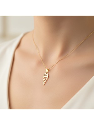 TabiTela 8 ayar altın kolye ucu dondurma külahı   GM7191 1 gr