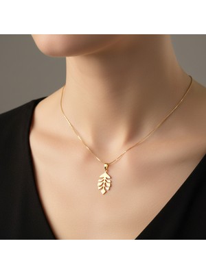 Tabitela 14 Ayar Altın Kolye Ucu Yaprak GM7315 0.5 gr