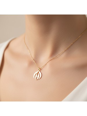 TabiTela 8 ayar altın kolye ucu taç yaprağı   GM7755 1 gr