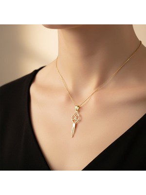 Tabitela 14 Ayar Altın Kolye Ucu Tarak ve Makas   GM7960 0.5 gr