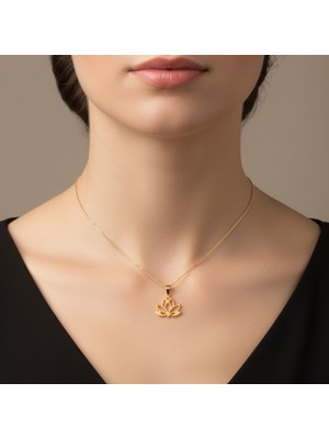 TabiTela 14 ayar altın kolye ucu lotus   GM7427 0.5 gr