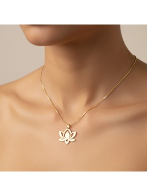 TabiTela 8 ayar altın kolye ucu lotus   GM7446 1 gr