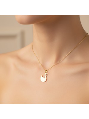 TabiTela 14 ayar altın kolye ucu kuğu GM8207 0.5 gr