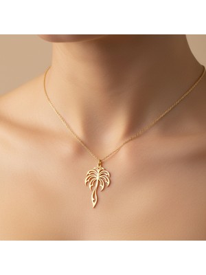 TabiTela 14 ayar altın kolye ucu palmiye ağacı GM6482 0.5 gr