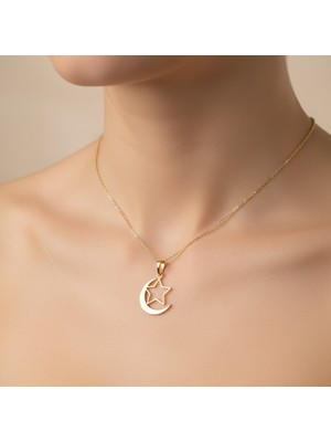 TabiTela 8 ayar altın kolye ucu ay GM9043 0.5 gr