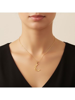 TabiTela 8 ayar altın kolye ucu ay GM7544 1 gr