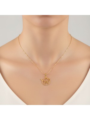 TabiTela 14 ayar altın kolye ucu Çaydanlık GM9118 1 gr