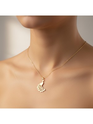 TabiTela 14 ayar altın kolye ucu tavus kuşu   GM7898 1 gr