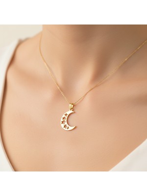 TabiTela 14 ayar altın kolye ucu ay ve yıldız   GM7551 0.5 gr