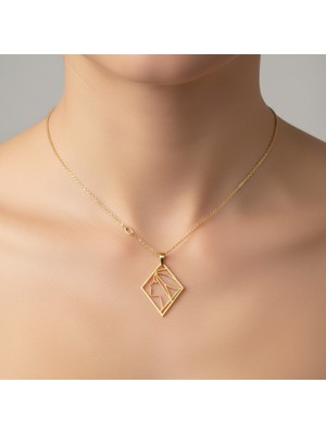 TabiTela 8 ayar altın kolye ucu çizgi sanatı portresi   GM7396 1 gr