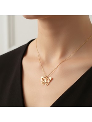 Tabitela 14 Ayar Altın Kolye Ucu Kelebek GM6801 0.5 gr