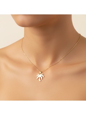 TabiTela 8 ayar altın kolye ucu palmiye ağacı GM8521 0.5 gr