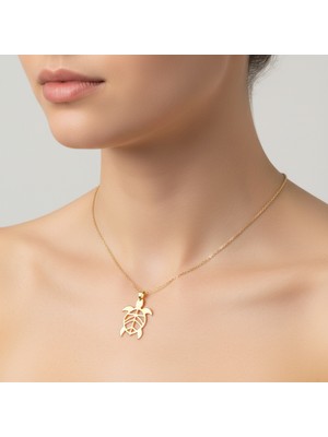 TabiTela 14 ayar altın kolye ucu kaplumbağa   GM5156 1 gr