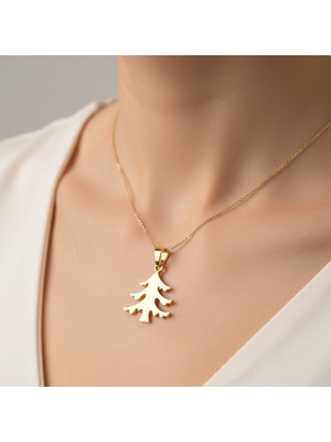 TabiTela 8 ayar altın kolye ucu meşe   GM7667 1 gr