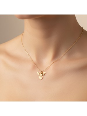 TabiTela 14 ayar altın kolye ucu arı GM8800 0.5 gr