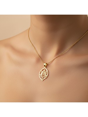 Tabitela 14 Ayar Altın Kolye Ucu Taç Yaprağı   GM7756 0.5 gr