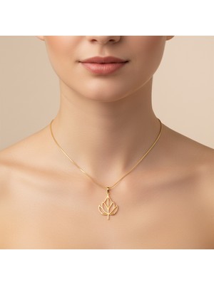 TabiTela 14 ayar altın kolye ucu lotus   GM7441 0.5 gr