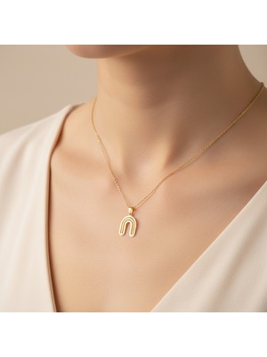 TabiTela 8 ayar altın kolye ucu gökkuşağı GM8776 0.5 gr