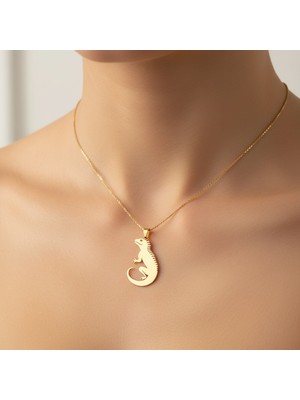 TabiTela 8 ayar altın kolye ucu iguana GM7200 1 gr