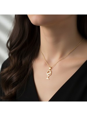 TabiTela 8 ayar altın kolye ucu şarap kadehi GM8906 0.5 gr