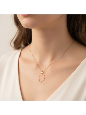 TabiTela 8 ayar altın kolye ucu çizgi sanatı portresi   GM7399 1 gr