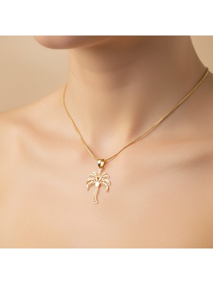 TabiTela 8 ayar altın kolye ucu palmiye ağacı GM8518 0.5 gr