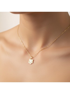 TabiTela 8 ayar altın kolye ucu kaplan   GM8249 1 gr