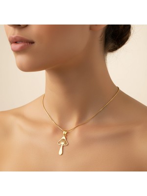 TabiTela 8 ayar altın kolye ucu mantar GM8619 0.5 gr