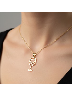 TabiTela 8 ayar altın kolye ucu şarap kadehi GM8917 1 gr