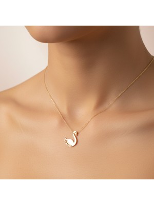 TabiTela 14 ayar altın kolye ucu kuğu GM8196 0.5 gr