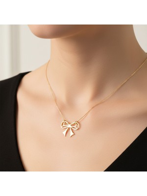 TabiTela 8 ayar altın kolye ucu papyon   GM6861 0.5 gr