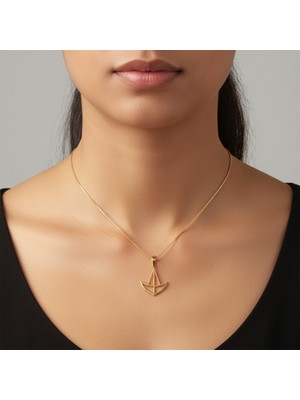 TabiTela 8 ayar altın kolye ucu kağıttan tekne   GM7675 0.5 gr