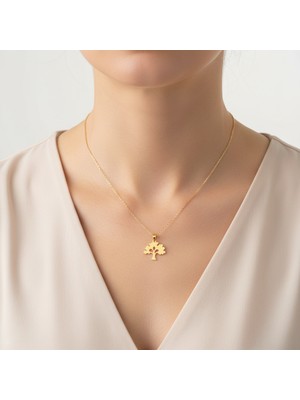 TabiTela 8 ayar altın kolye ucu meşe   GM7656 1 gr