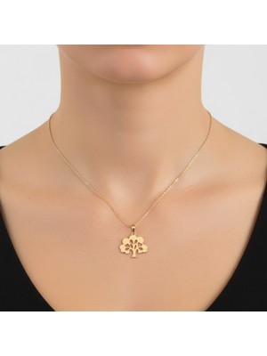 TabiTela 8 ayar altın kolye ucu meşe   GM7672 1 gr