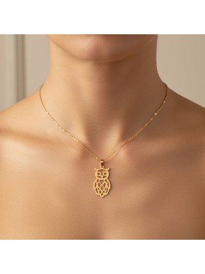 TabiTela 14 ayar altın kolye ucu baykuş   GM7685 1 gr