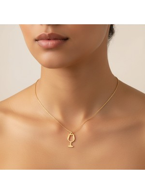 TabiTela 14 ayar altın kolye ucu şarap kadehi GM8905 0.5 gr