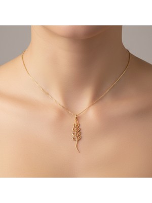 TabiTela 8 ayar altın kolye ucu buğday başağı GM8486 0.5 gr