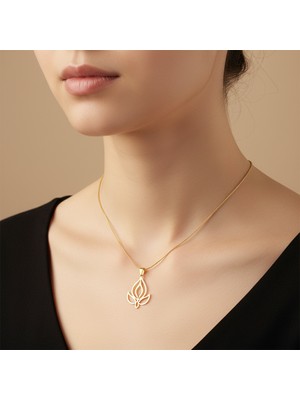 TabiTela 8 ayar altın kolye ucu lotus   GM7443 0.5 gr