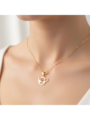 TabiTela 8 ayar altın kolye ucu Çaydanlık GM9126 0.5 gr